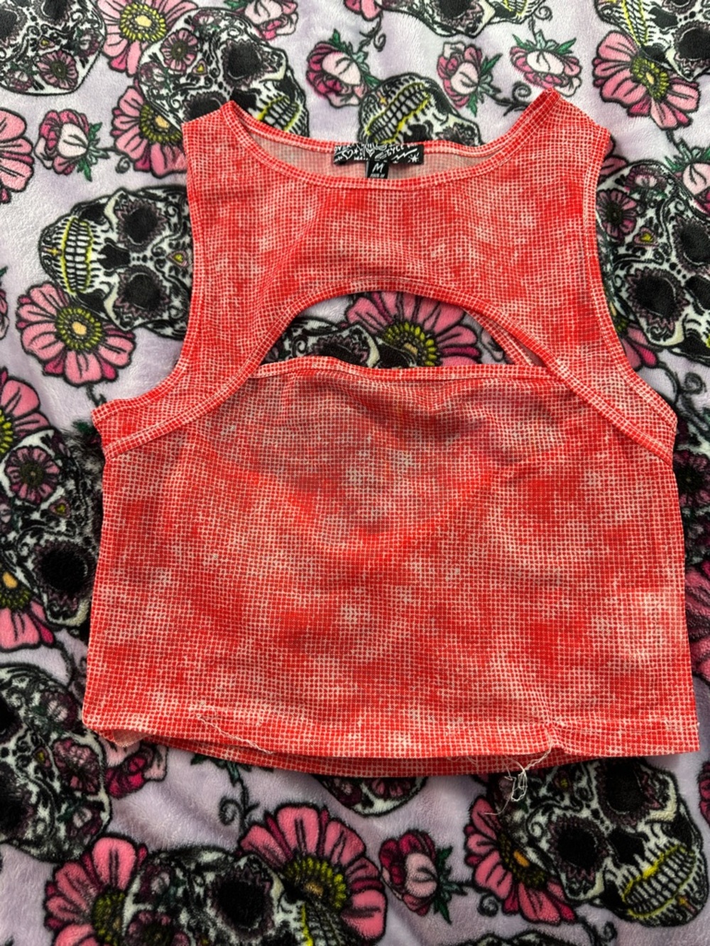 Underground Red Tie-Dye Cutout Crop Tank